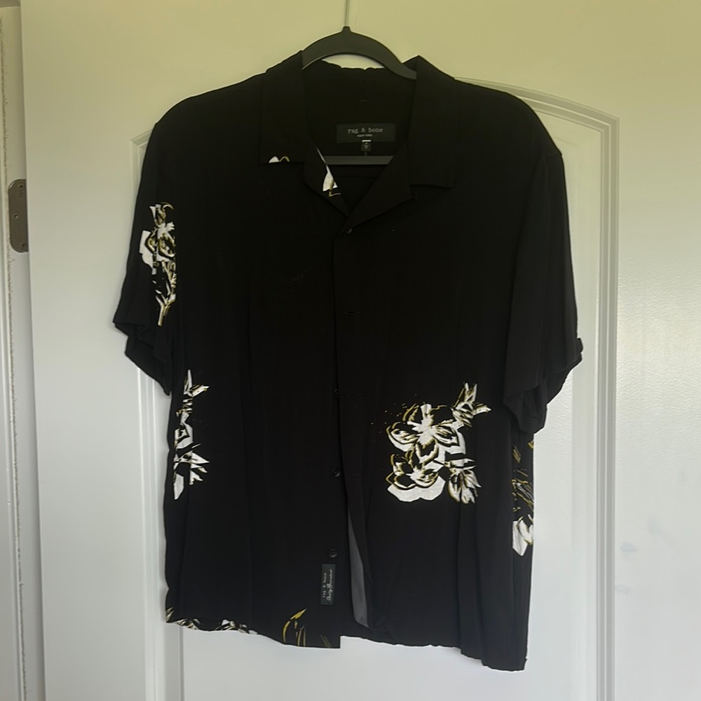 rag & bone Black and White Casual Button Down Shirt